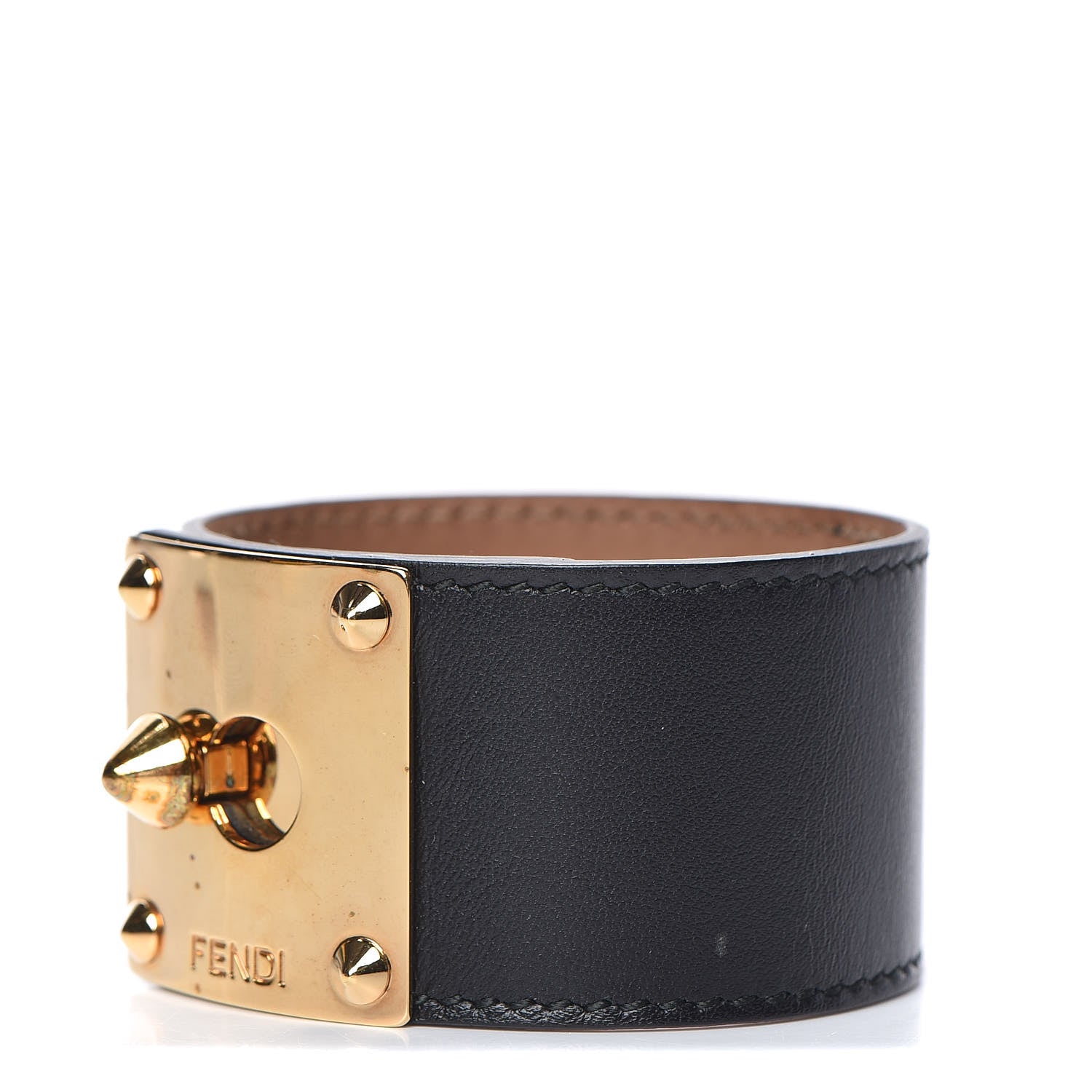 Fendi Calfskin Goldmine Cuff Gold Black 1 of 5