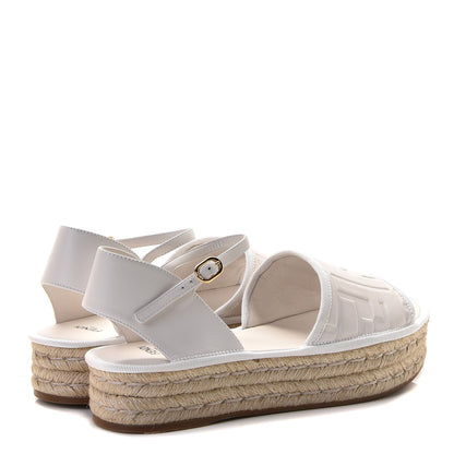 Fendi Nappa FF Embossed Espadrille Platform Sandals 37 Snow 5 of 15