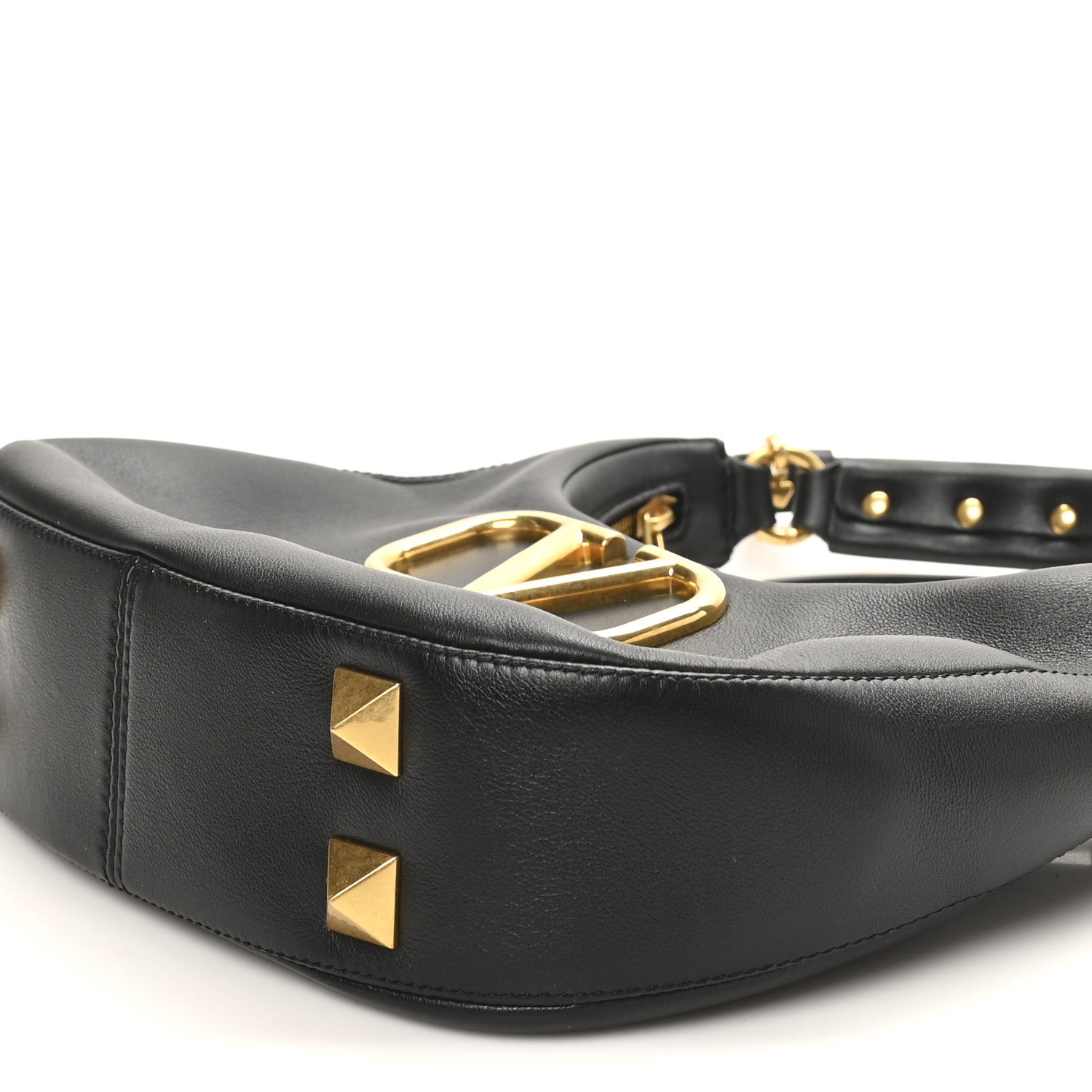 Valentino Garavani Calfskin Stud Sign Zip Hobo Black 9 of 9