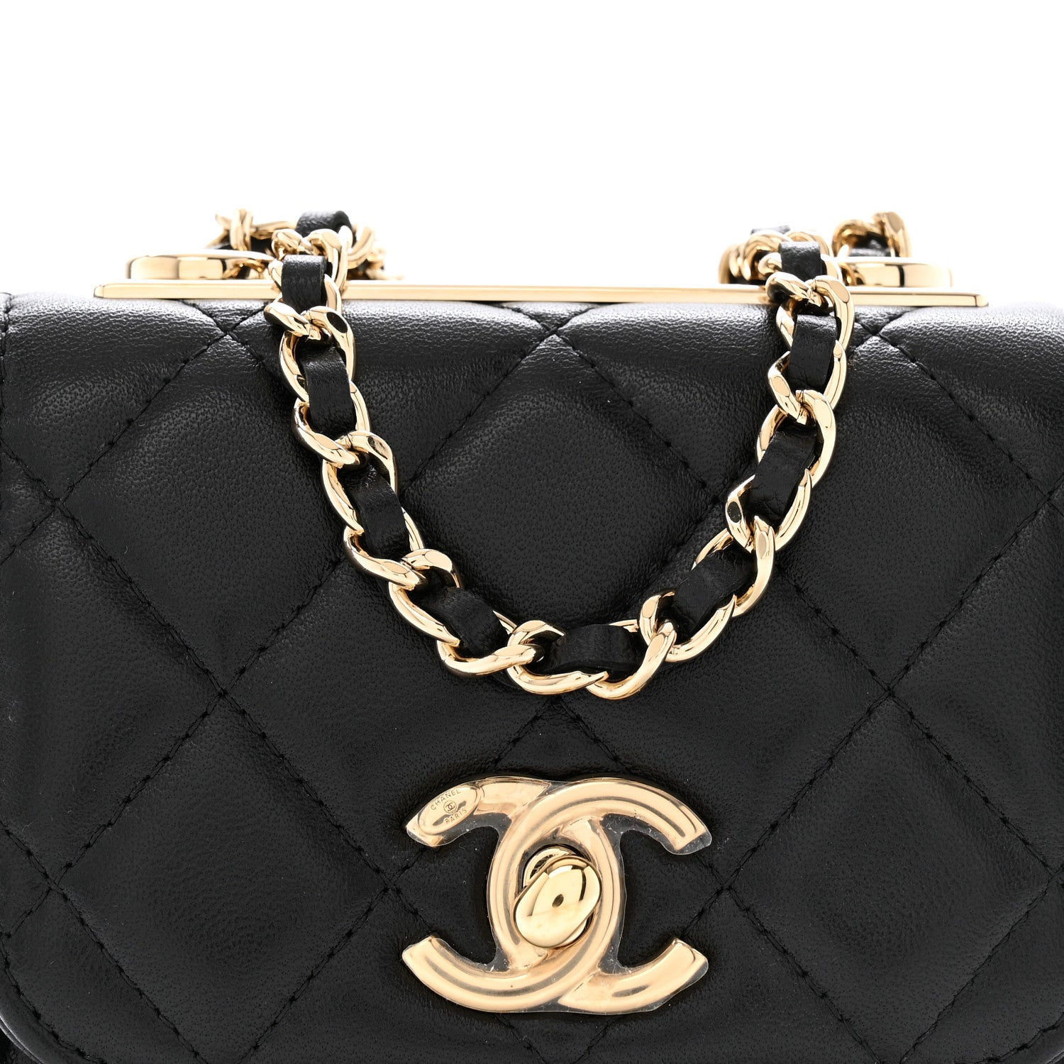 Chanel Lambskin Quilted Mini Trendy CC Clutch With Chain Black 8 of 12