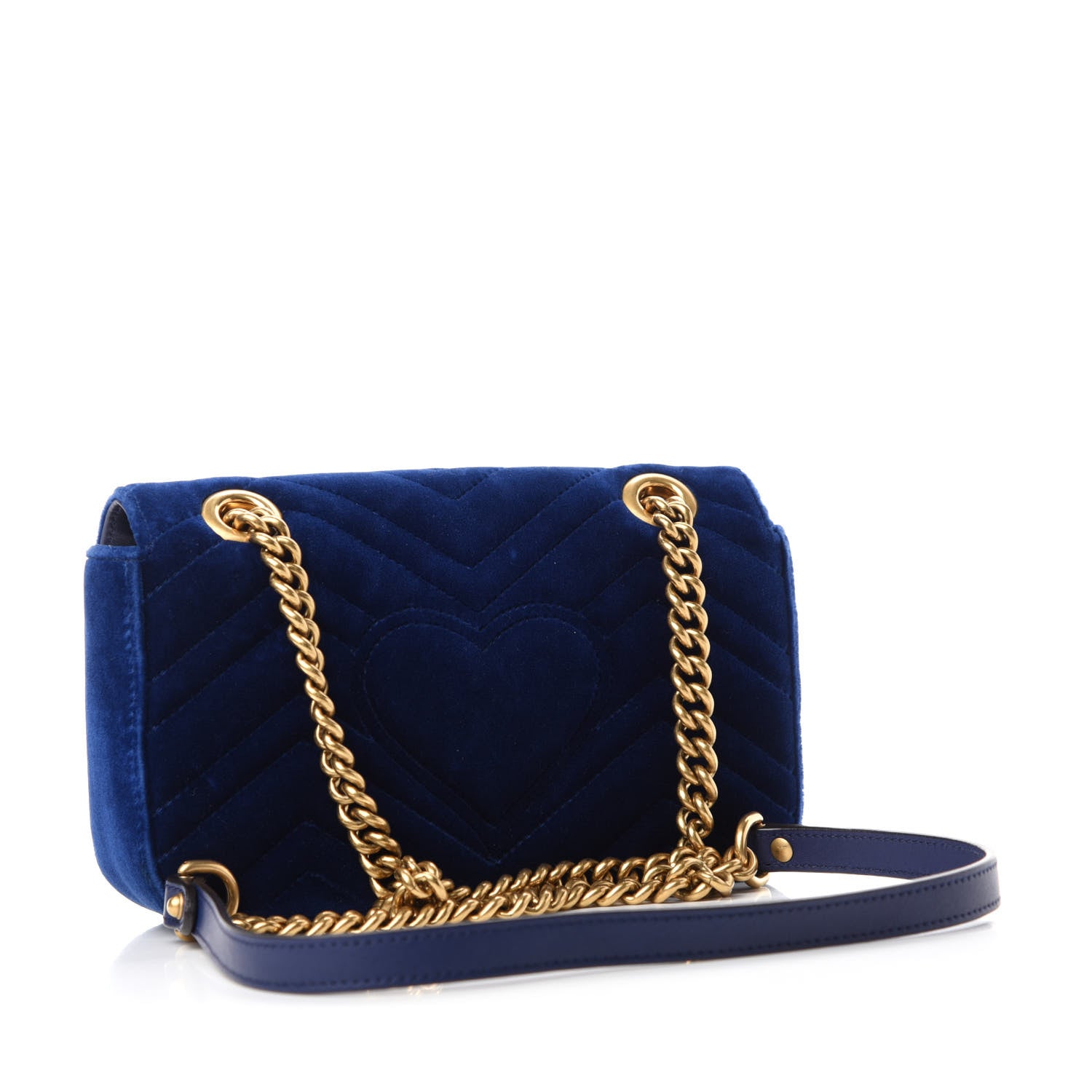 Gucci Velvet Matelasse Mini GG Marmont Shoulder Bag Cobalt Blue 3 of 10