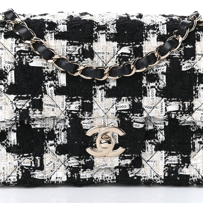 Chanel Tweed Quilted Mini Rectangular Flap Black Ecru White 8 of 10