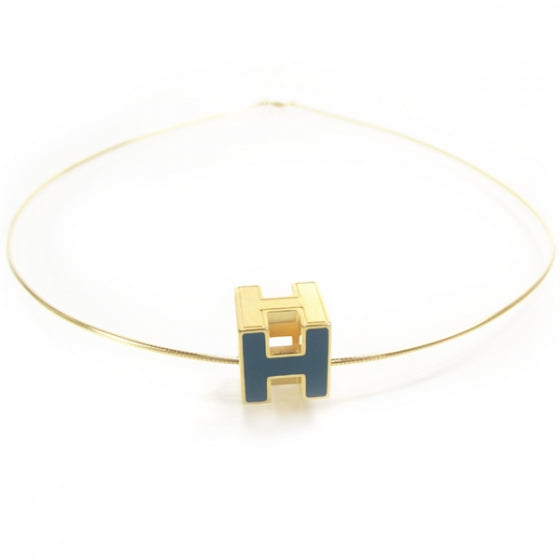 Gold Cage d H Necklace Bleu