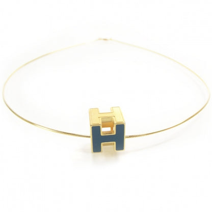 Hermes Gold Cage d H Necklace Bleu 6 of 9