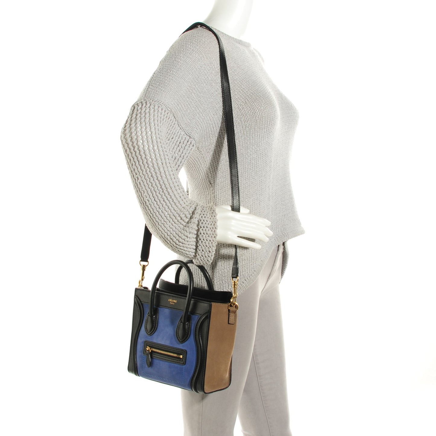 Nubuck Smooth Calfskin Nano Tri-Color Luggage Royal Blue