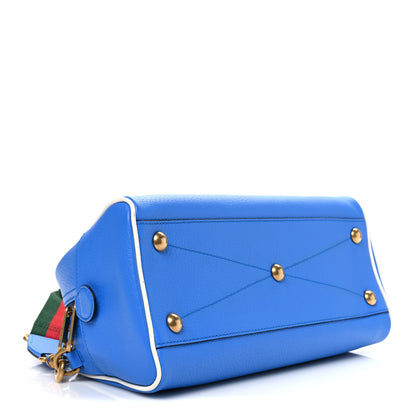 Gucci X ADIDAS Textured Dollar Calfskin Web Trefoil Logo Embossed Mini Bowling Bag Blue 4 of 10