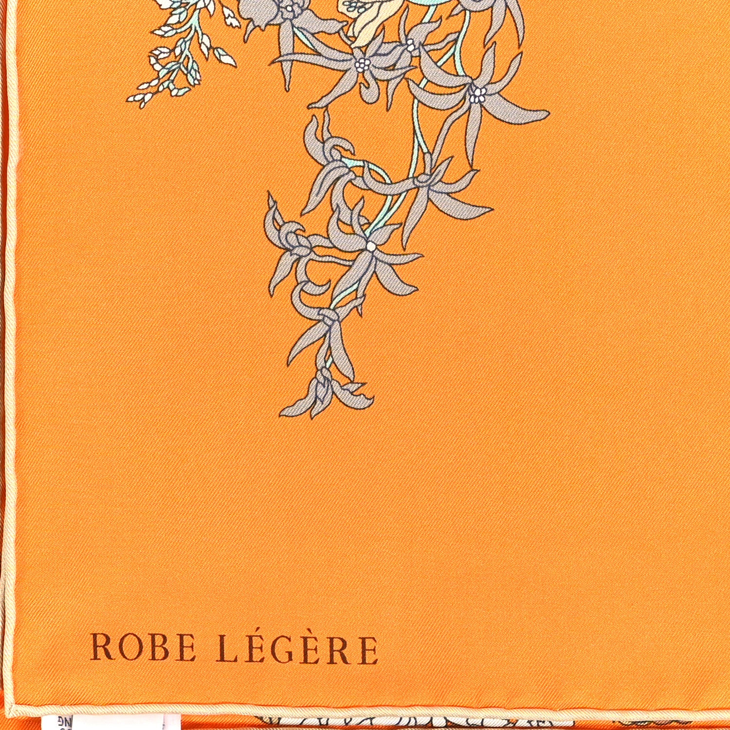 Hermes Silk Robe Legere Scarf 90 Orange Vert Gris 5 of 5