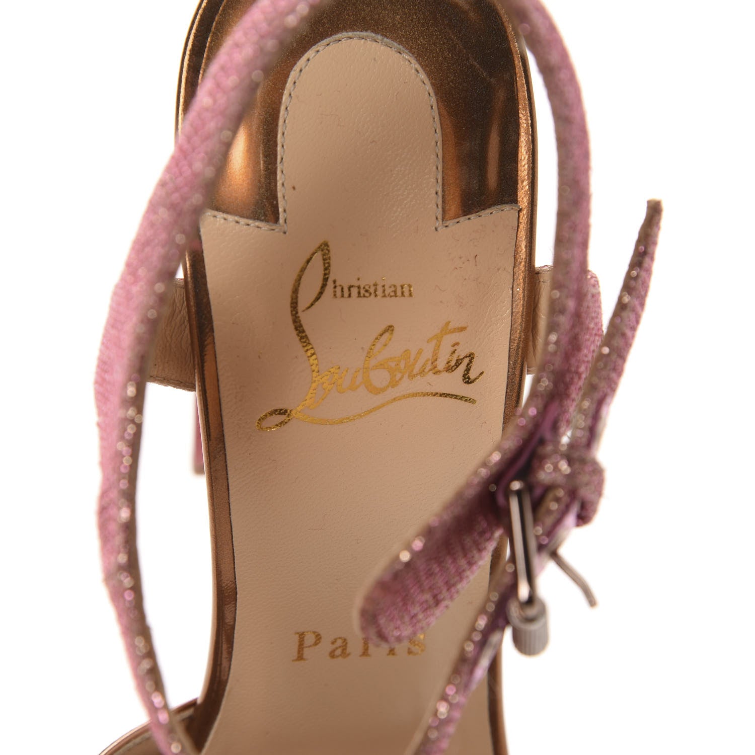 Christian Louboutin Patent Glitter Tisse Miss Roma 100 Sandals 38 Version Poudre 7 of 11