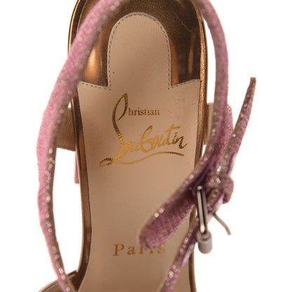 Christian Louboutin Patent Glitter Tisse Miss Roma 100 Sandals 38 Version Poudre 7 of 11
