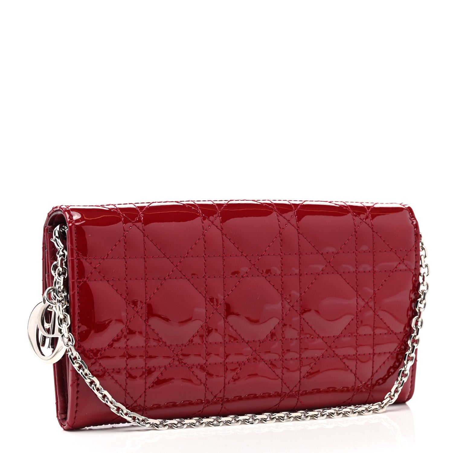 Christian Dior Patent Cannage Lady Dior Rendezvous Wallet On Chain 3 of 6
