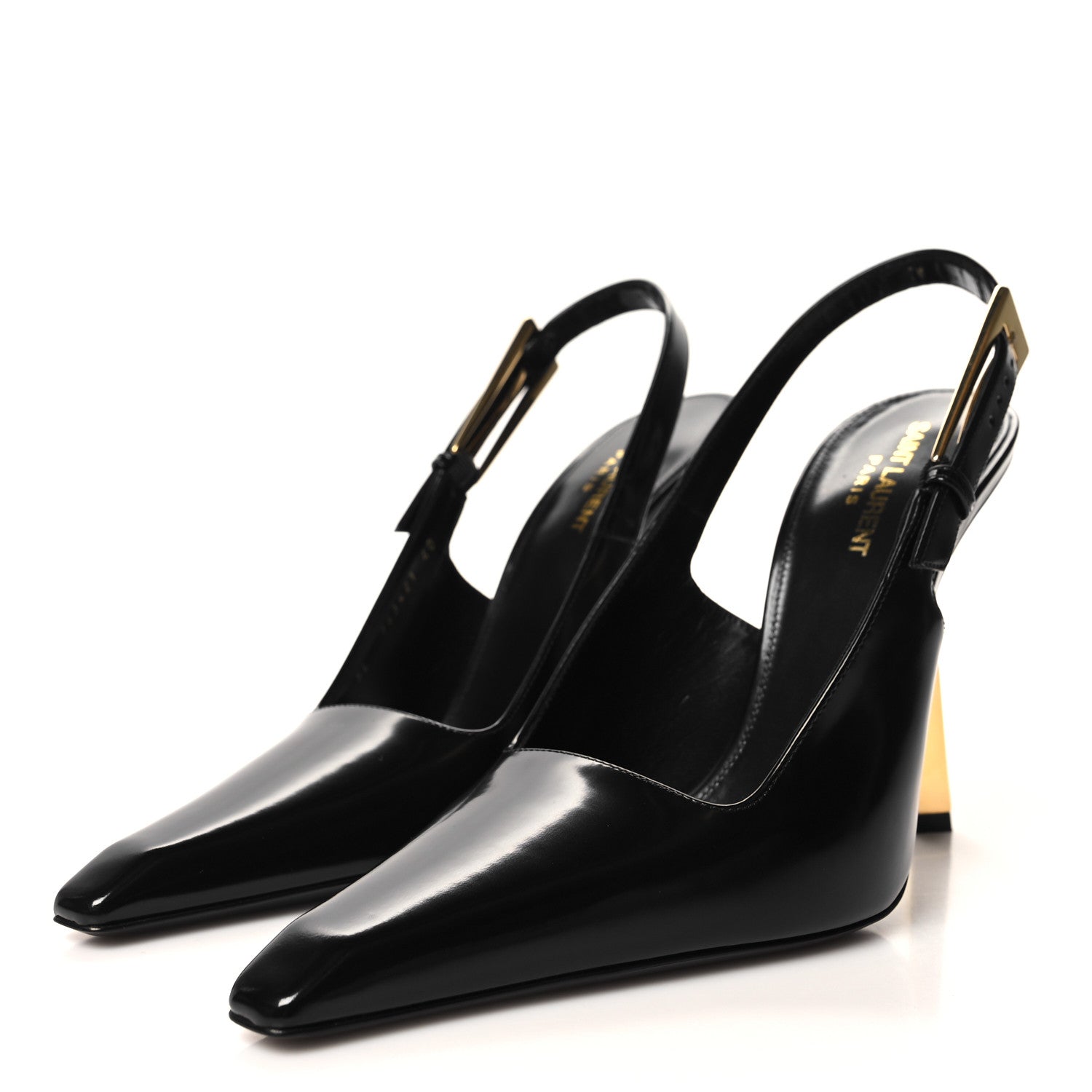 Saint Laurent Glazed Calfskin Lee Slingback Pumps 40 Black 3 of 8