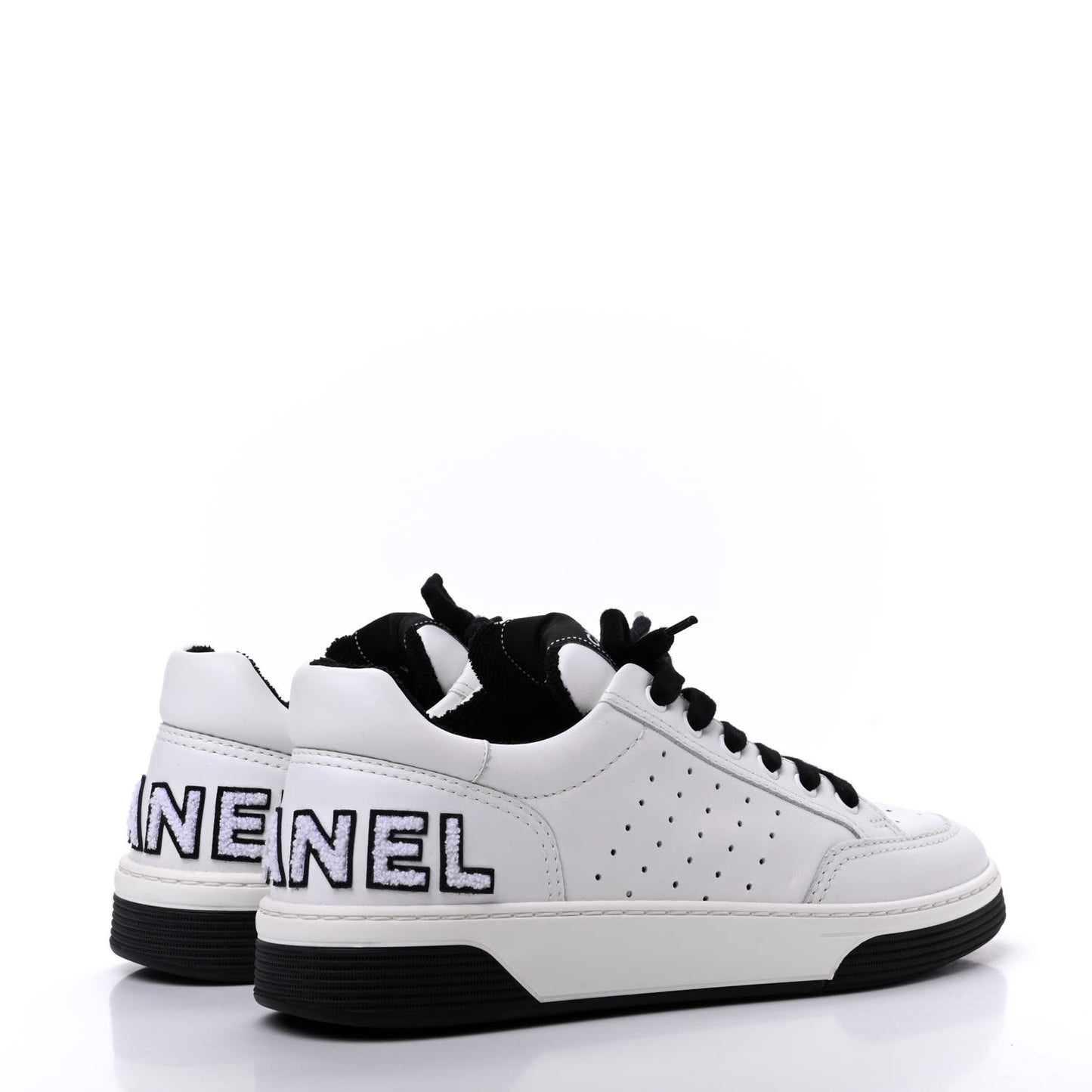 Calfskin Womens Logo Sneakers 40 White Black