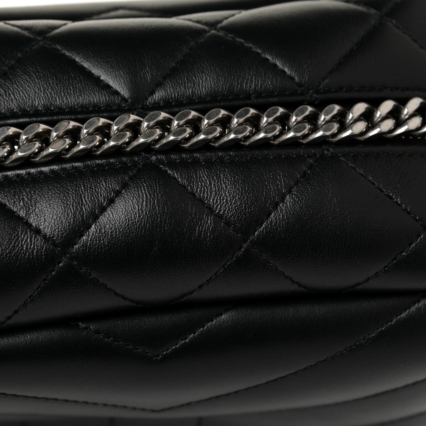 Calfskin Y Quilted Monogram Small Loulou Bowling Bag Black