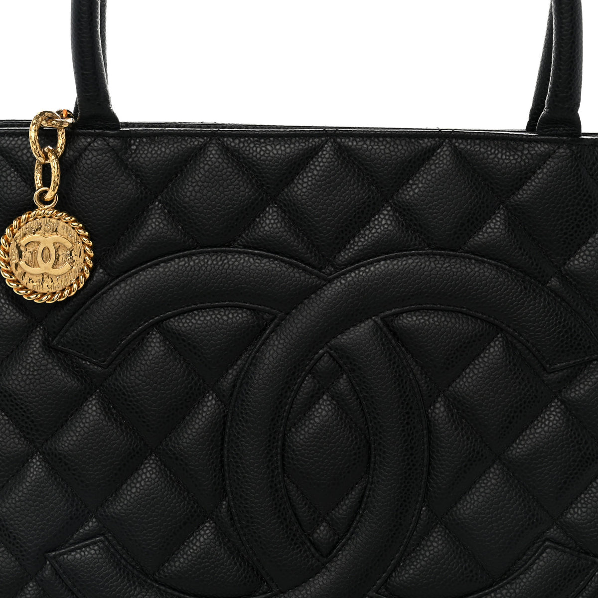 Caviar Quilted Medallion Tote Black