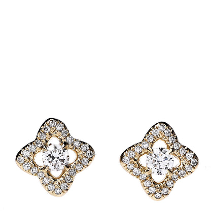 David Yurman 18K Yellow Gold Diamond Quatrefoil Stud Earrings 1 of 4
