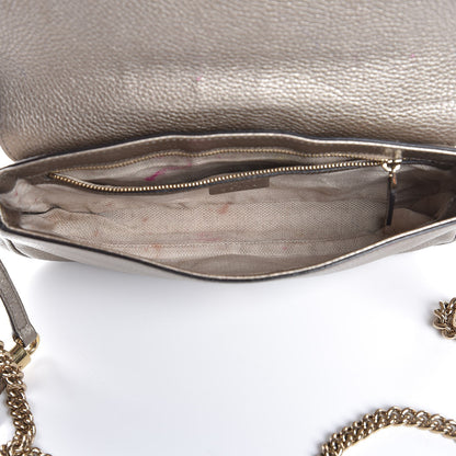 Gucci Metallic Pebbled Calfskin Medium Soho Flap Crossbody Golden Beige 5 of 13