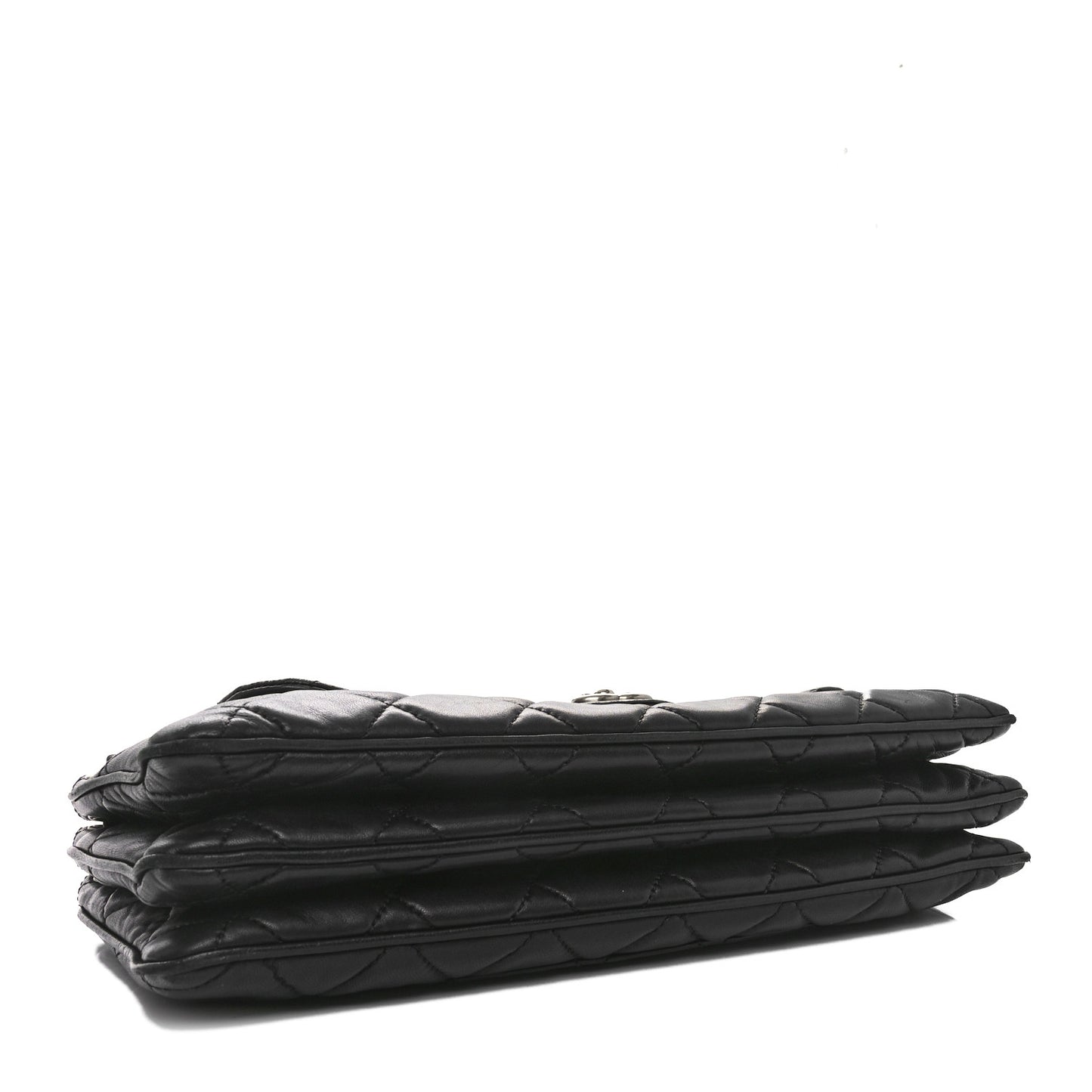 Lambskin Quilted Chanel 3 Accordion Flap Bag Black