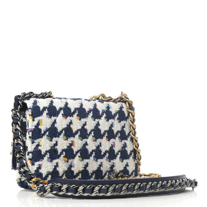 Chanel Tweed Quilted Chanel 19 Wallet On Chain WOC Ecru Navy Blue Multicolor 3 of 10