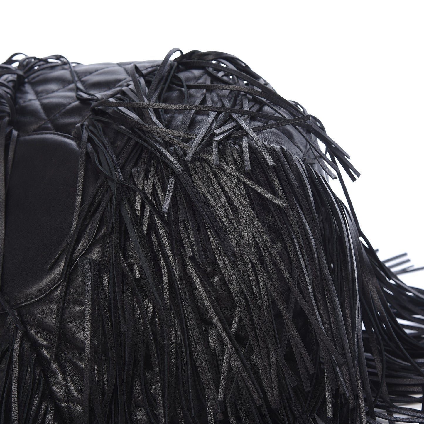 Lambskin Quilted Western Baluchon Fringe Bag Black