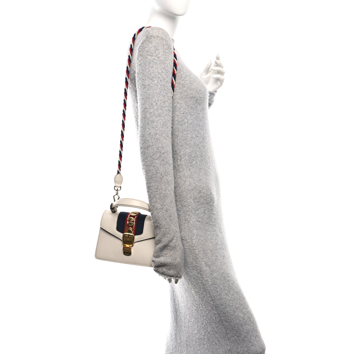 Gucci Calfskin Mini Sylvie Top Handle Bag White 2 of 10