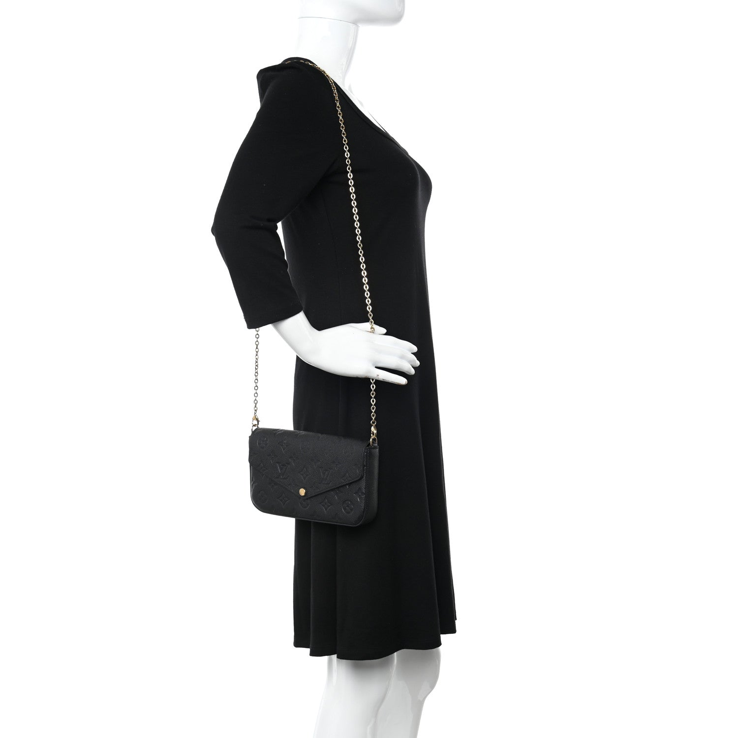 Louis Vuitton Empreinte Pochette Felicie Chain Wallet Black 2 of 15