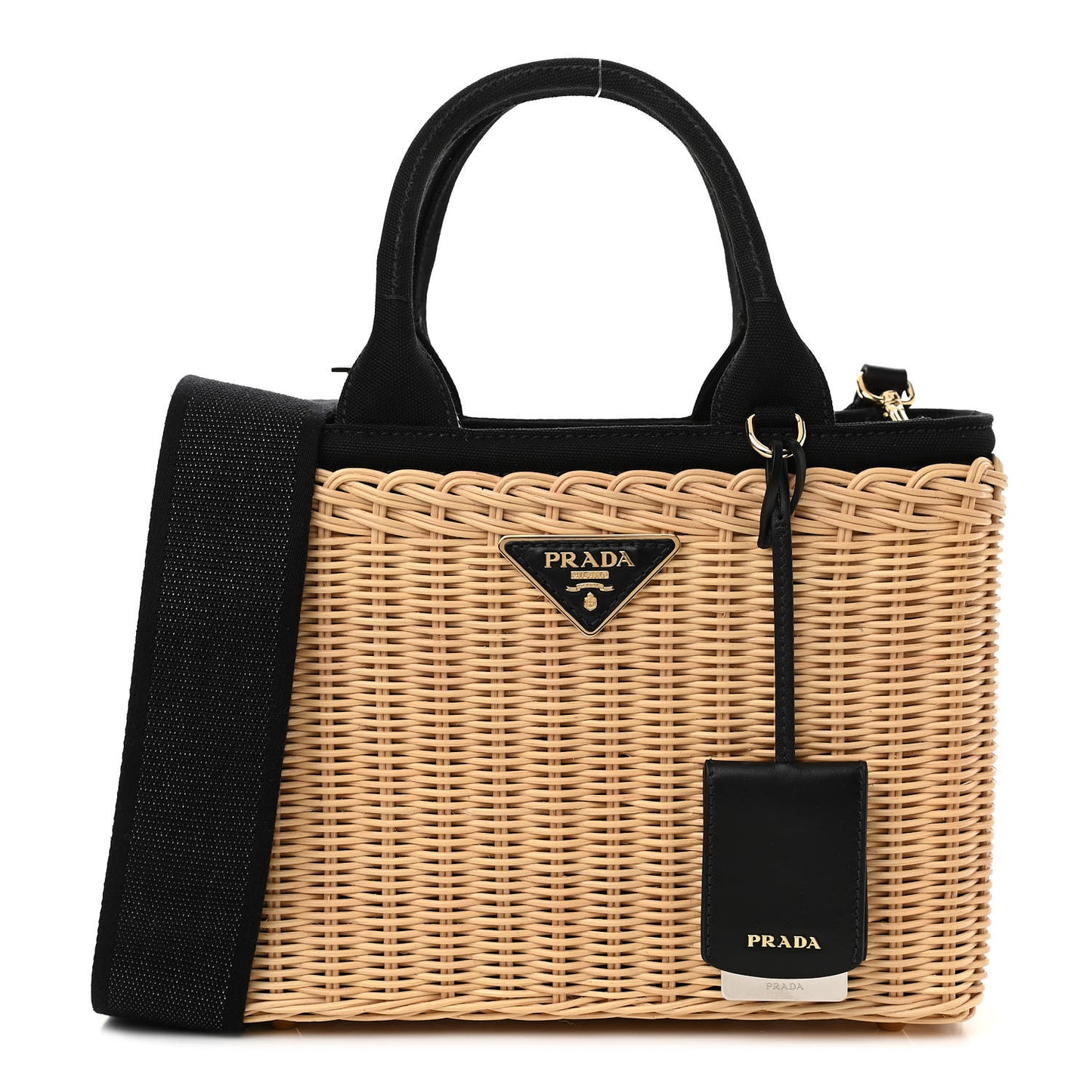 Wicker Canvas Tote Naturale Black