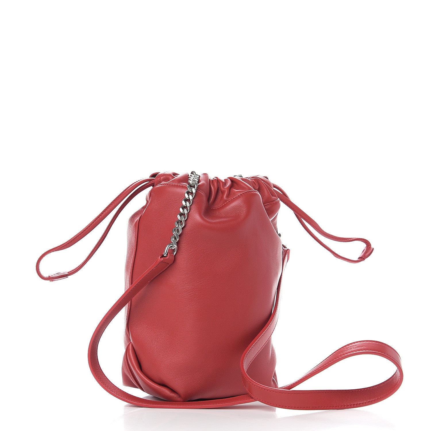 Saint Laurent Lambskin Small Teddy Bucket Bag Red 2 of 7