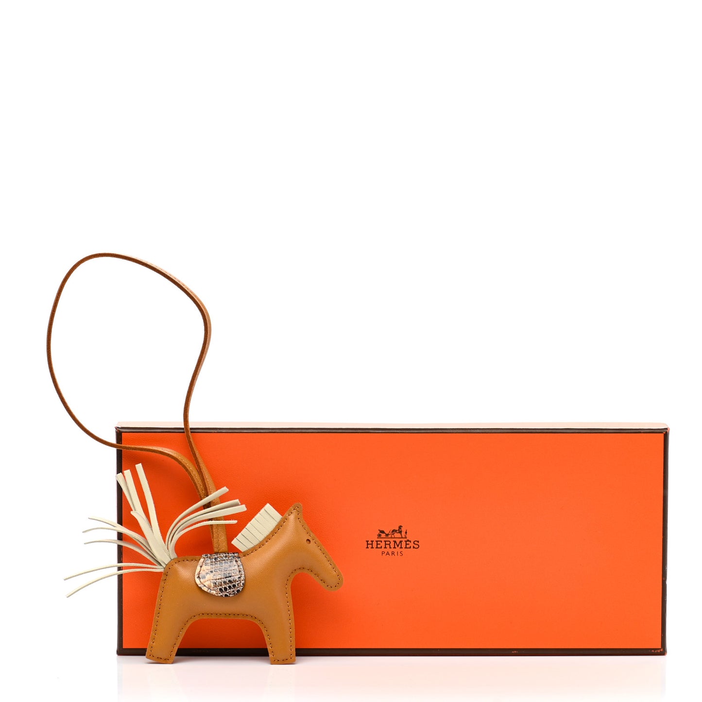 Milo Lambskin Lizard Touch Grigri Rodeo Horse Bag Charm PM Sesame Craie Desert