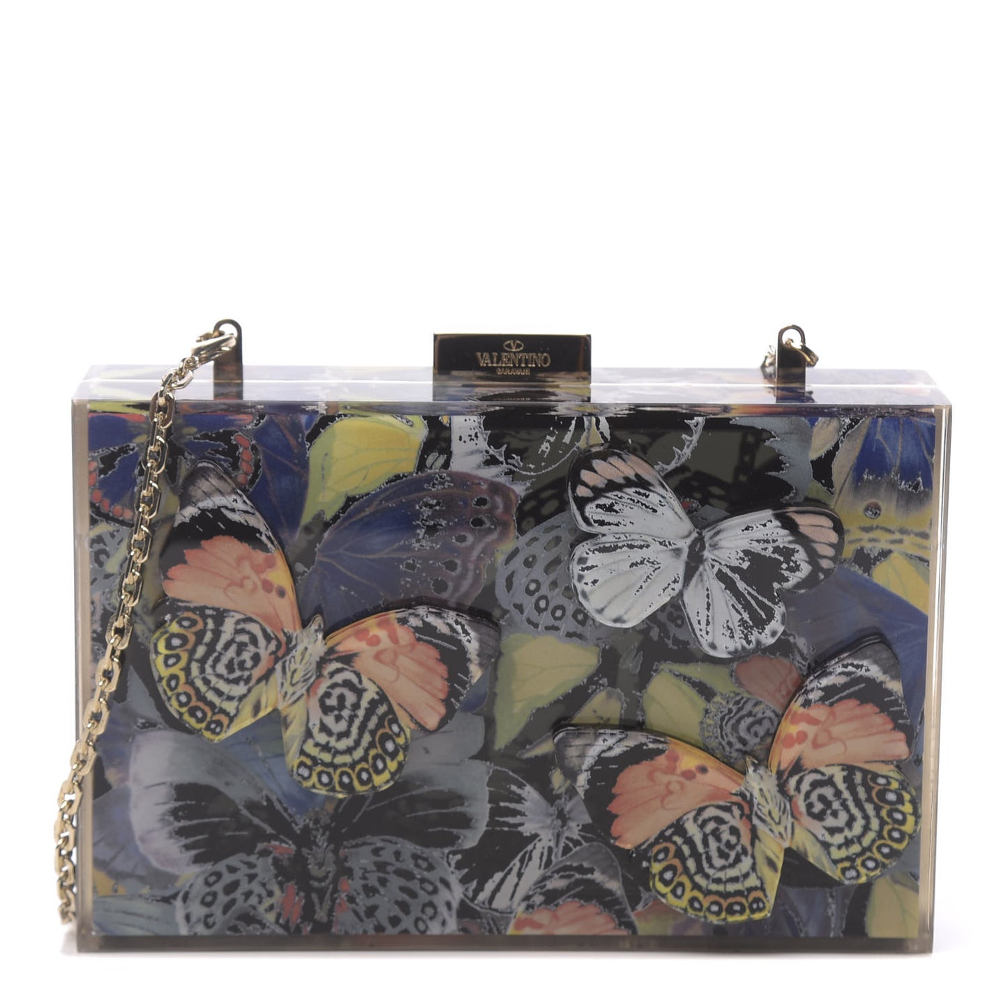 Plexiglass Camubutterfly Minaudiere Bag Multicolor