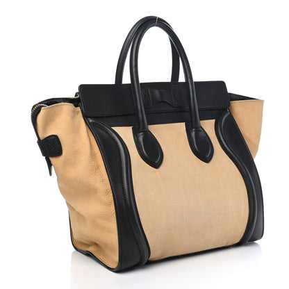 Celine Nubuck Elephant Calfskin Mini Luggage Navy Dune 3 of 11