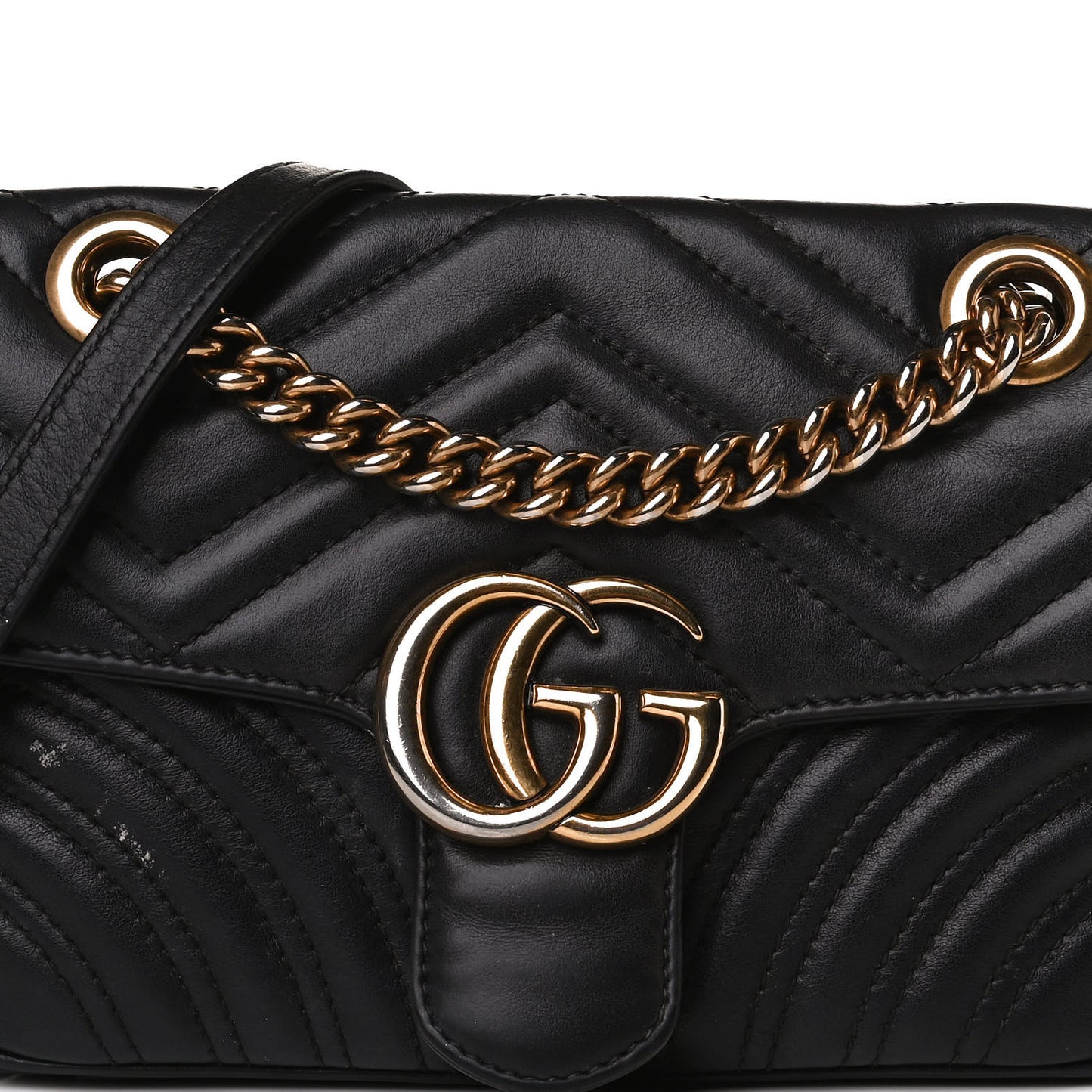 Calfskin Matelasse Mini GG Marmont Shoulder Bag Black