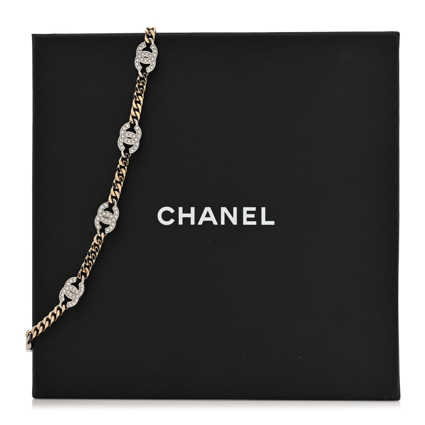 Crystal Chain CC Link Choker Gold Silver