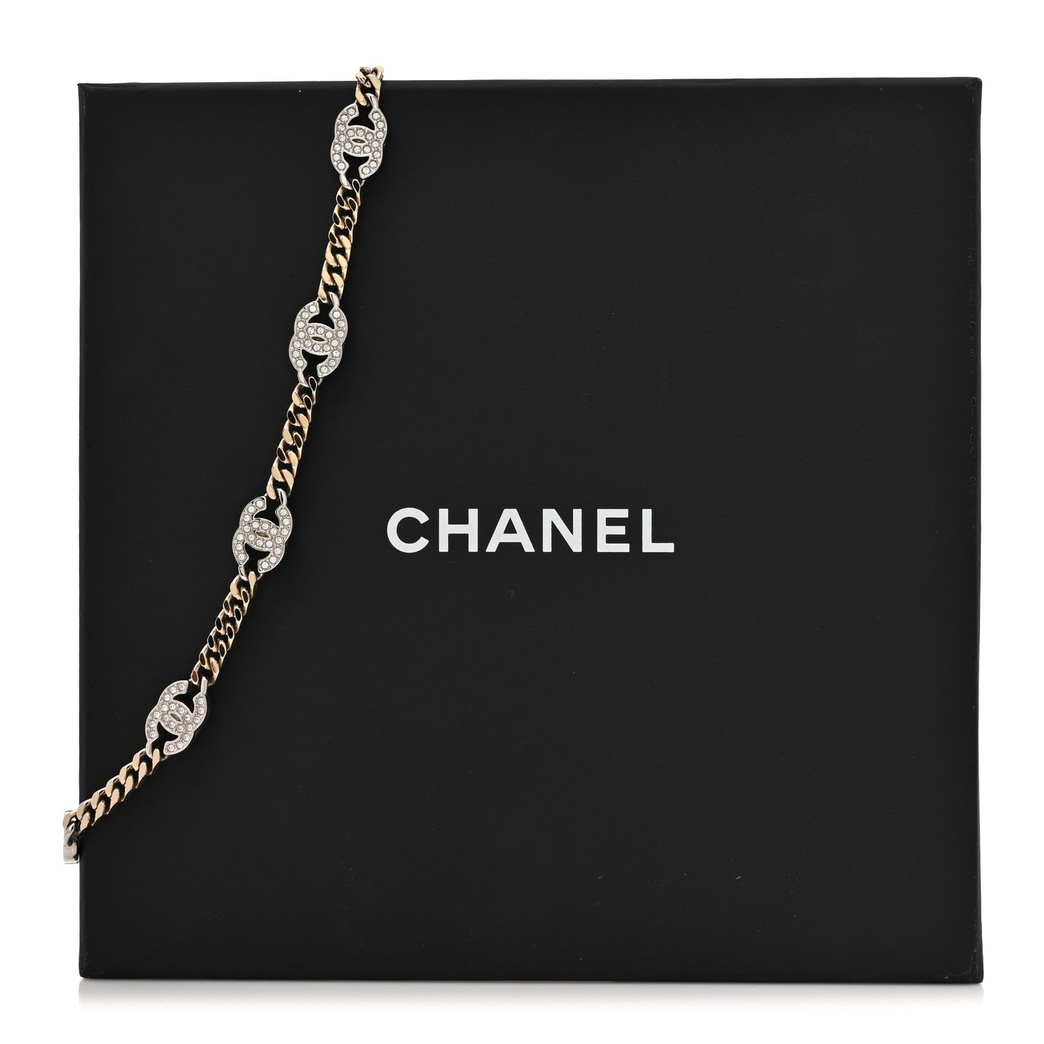 Chanel Crystal Chain CC Link Choker Gold Silver 5 of 5