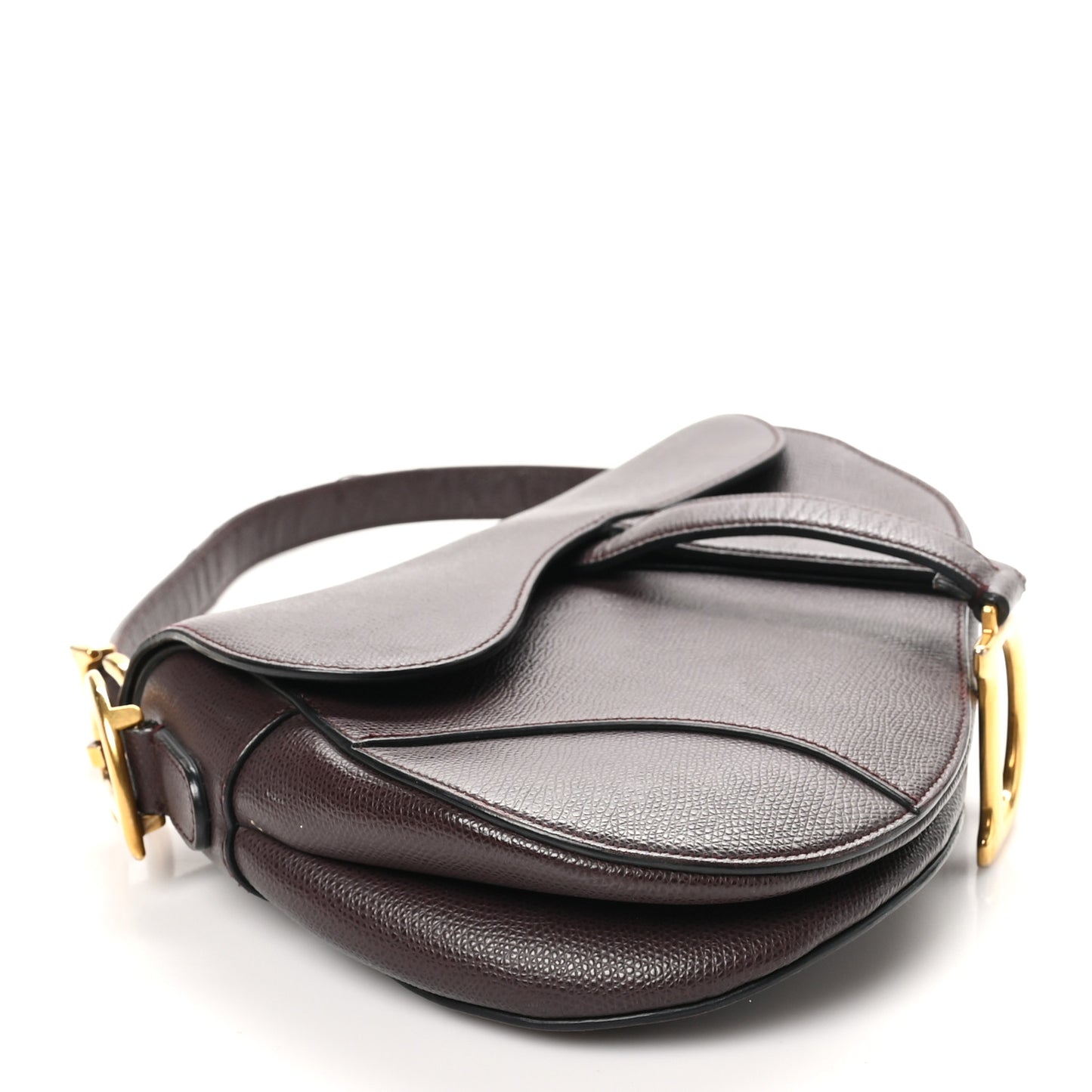 Grained Calfskin Saddle Bag Burgundy
