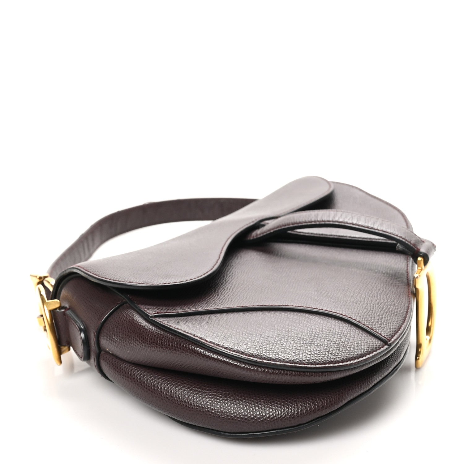 Christian Dior Grained Calfskin Saddle Bag Burgundy 4 of 13