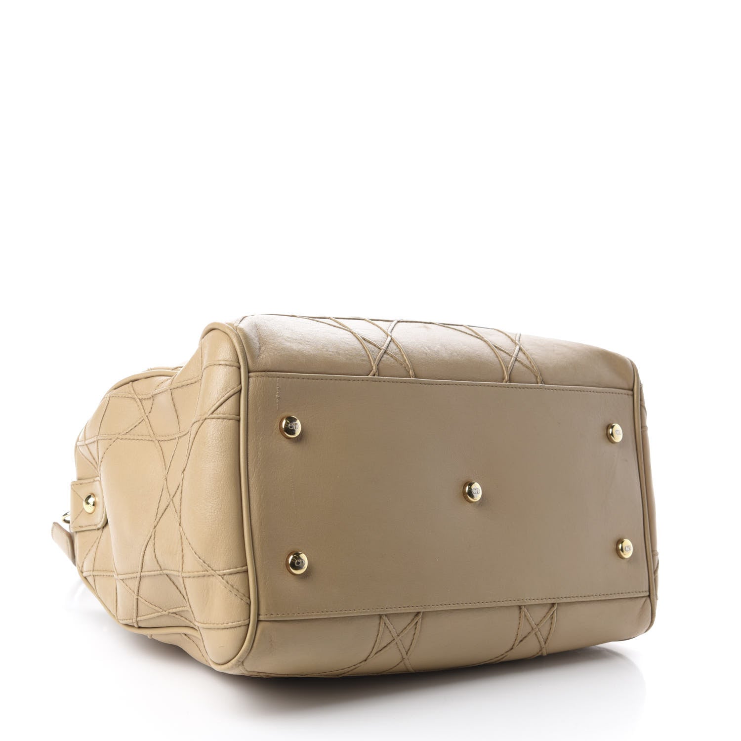 Christian Dior Lambskin Cannage Granville Polochon Beige 4 of 12