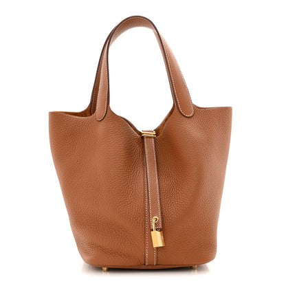 Hermes Taurillon Clemence Picotin Lock 22 MM Gold 1 of 11