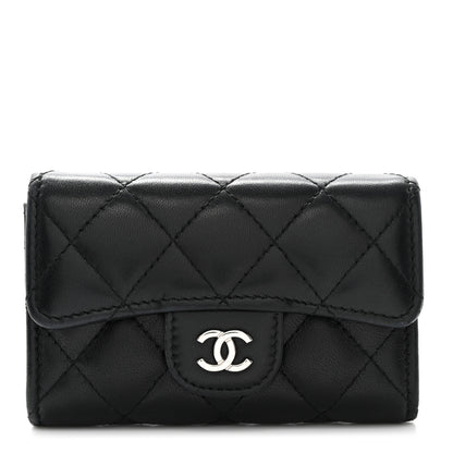 Chanel Lambskin Quilted Flap Card Holder Wallet Black 1 of 9