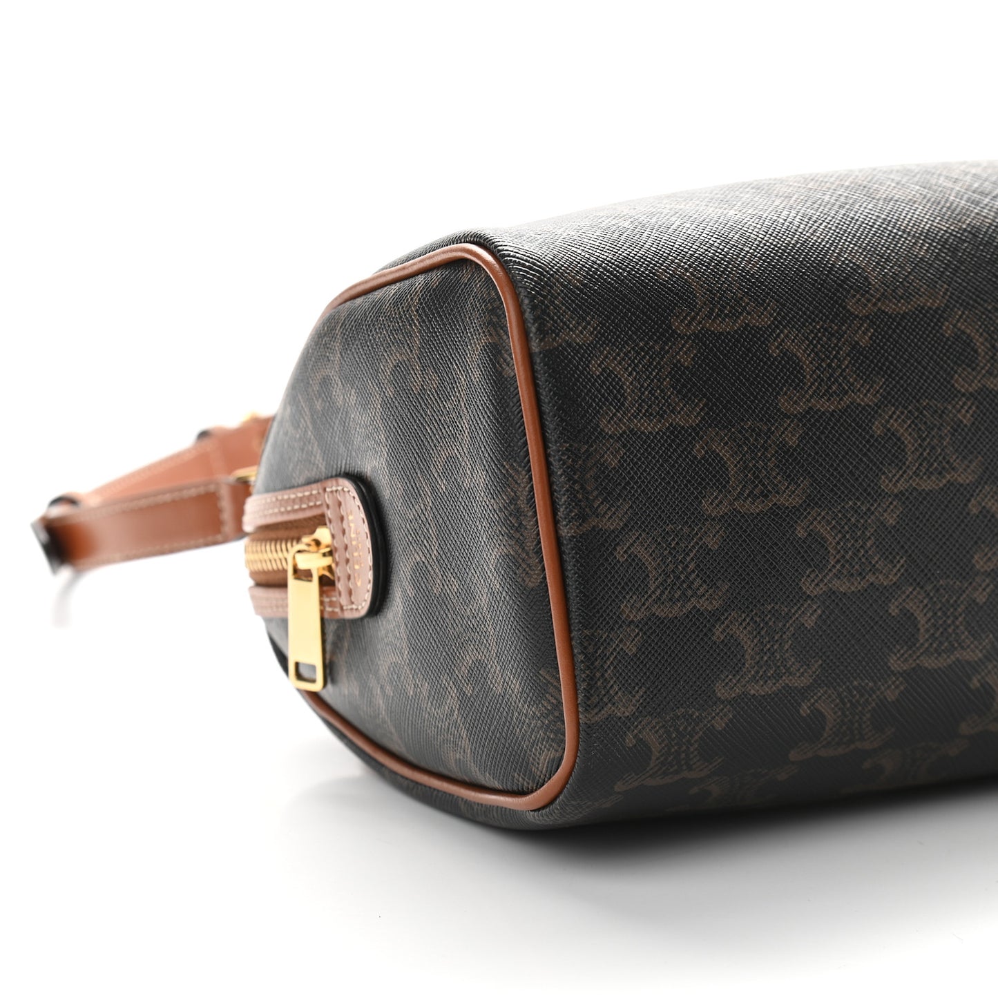 Triomphe Canvas Calfskin Small Boston Bag Tan