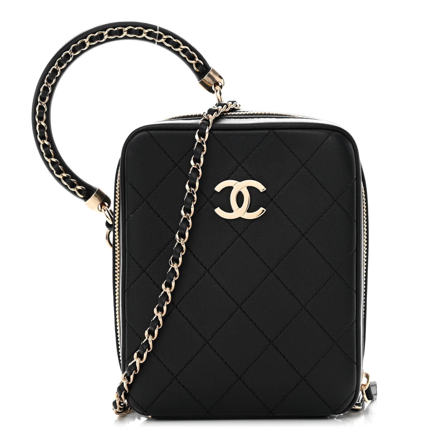 Chanel Calfskin Stitched Cup Of Tea Vanity Case Black 1 of 10