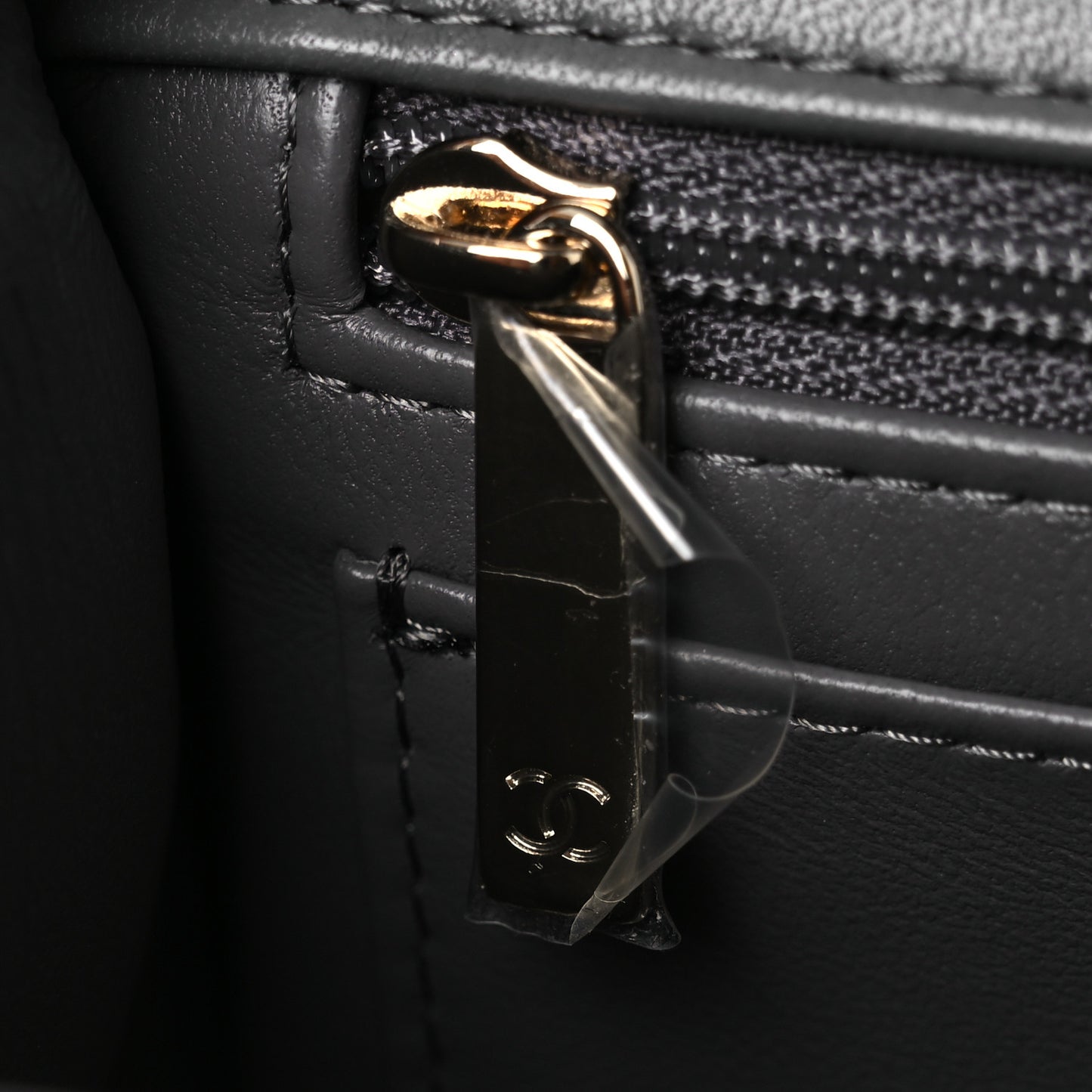 Lambskin Quilted Mini Top Handle Rectangular Flap Dark Grey