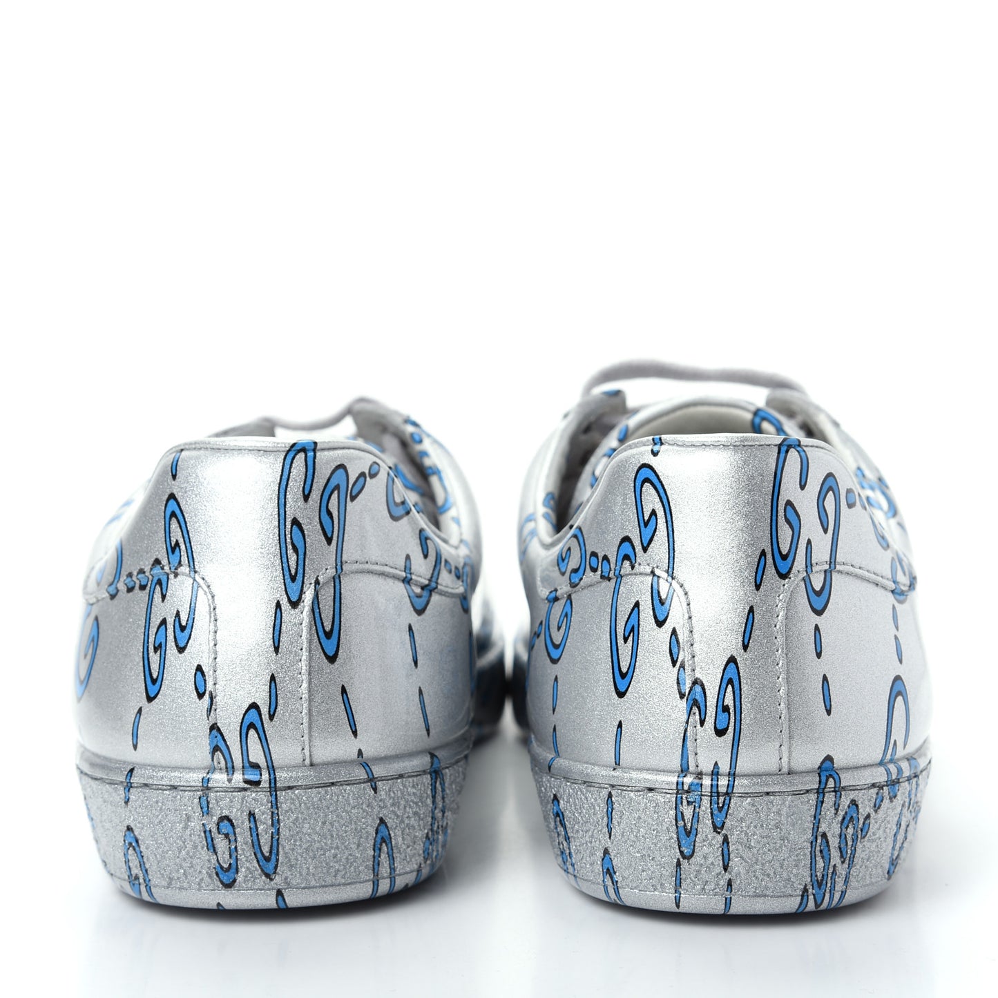 Miro Rubber Wax GucciGhost Print Mens New Ace Sneakers 8 Silver