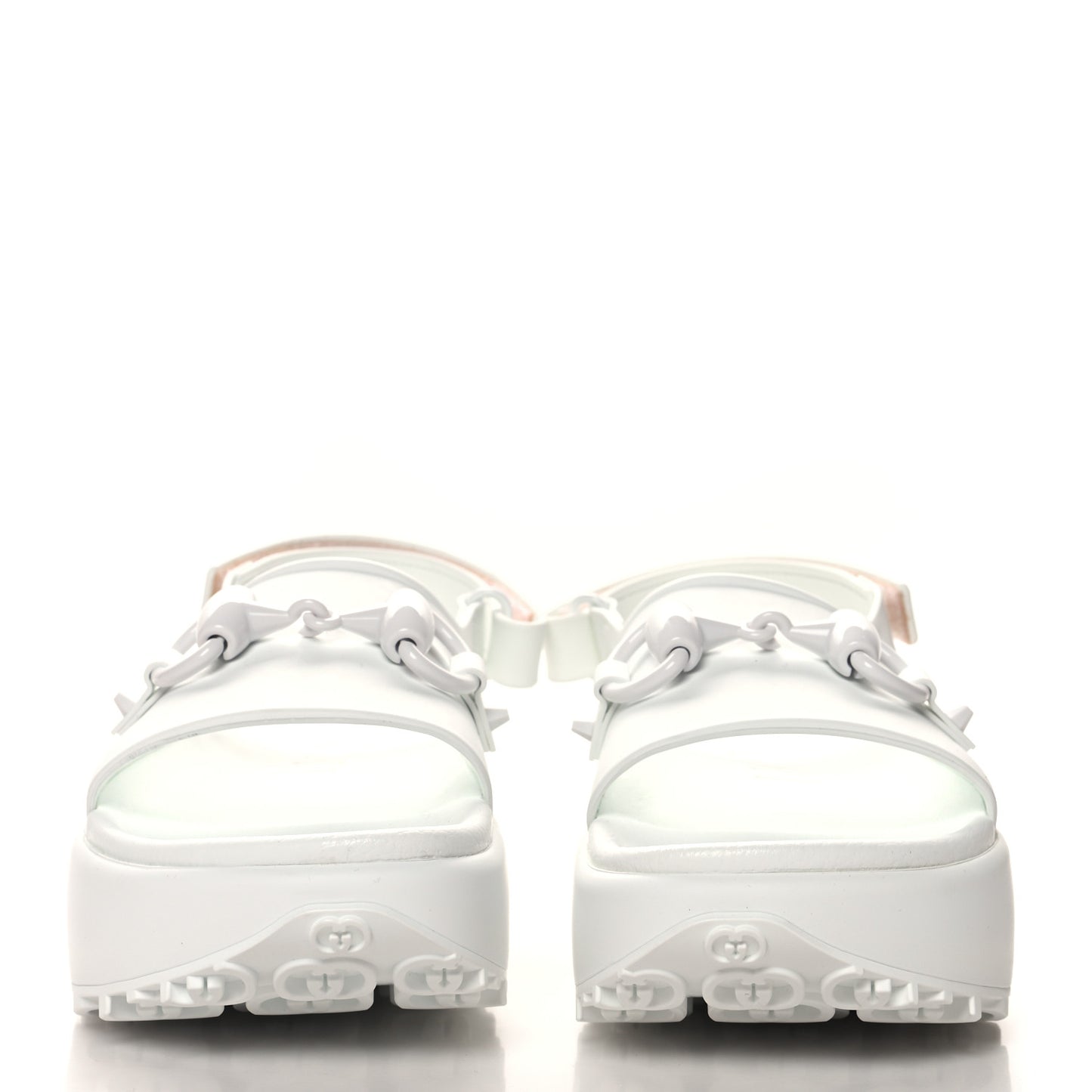 Soft Rubber Horsebit Touch Womens Strapped Sandals 37 Great White