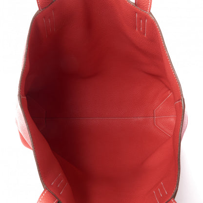 Hermes Taurillon Clemence Double Sens 45 Reversible Tote Rouge Casaque Rose Jaipur 6 of 8