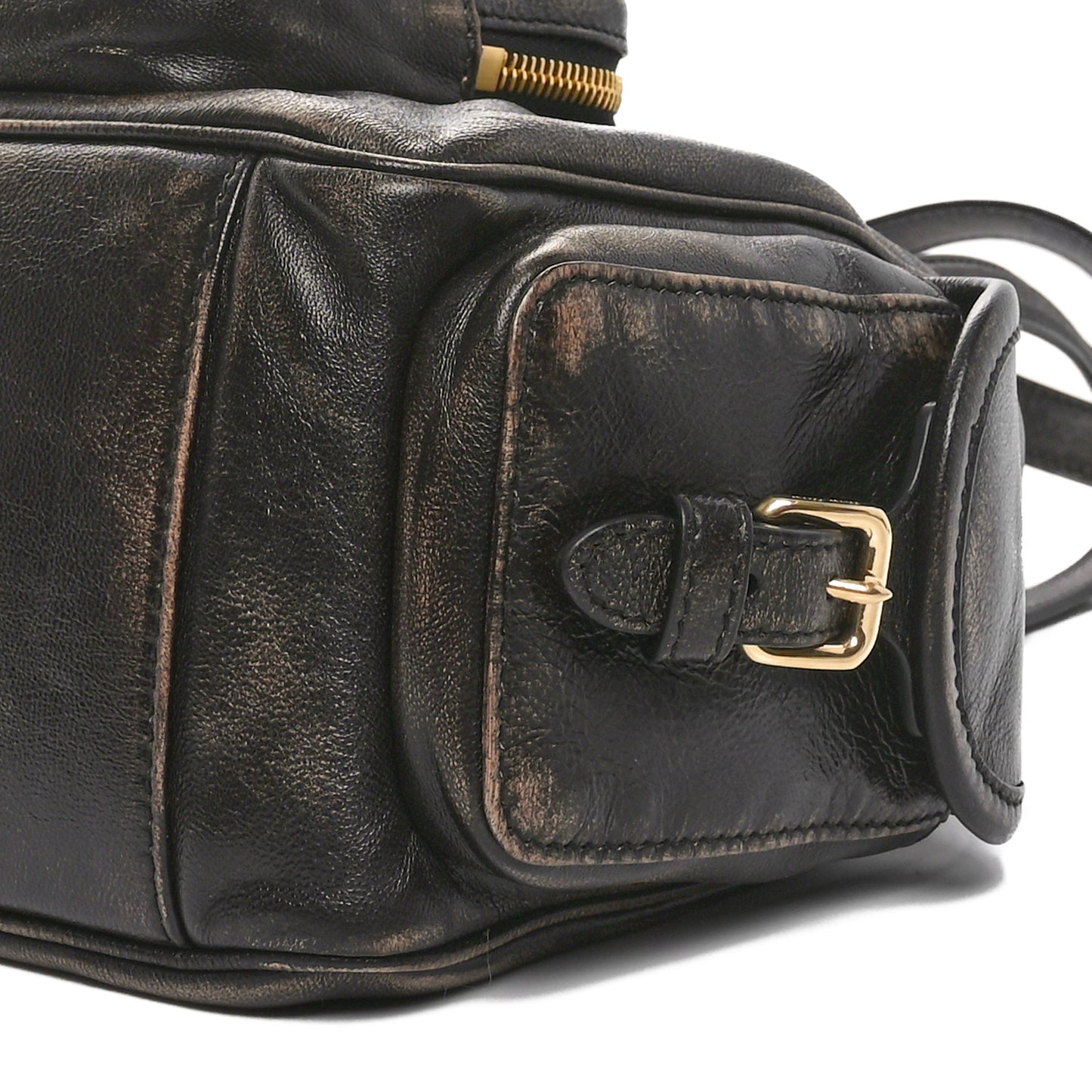 Distressed Nappa Shoulder Bag Sand Coffee