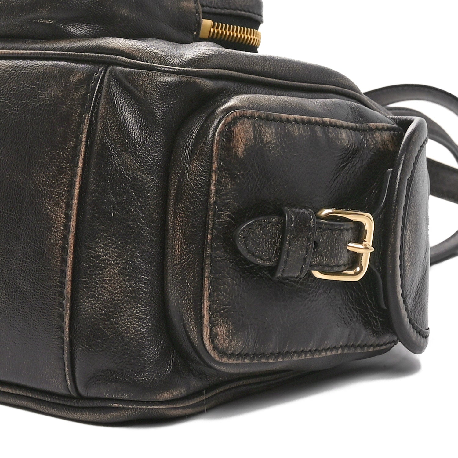 Miu Miu Distressed Nappa Shoulder Bag Sand Coffee 9 of 9