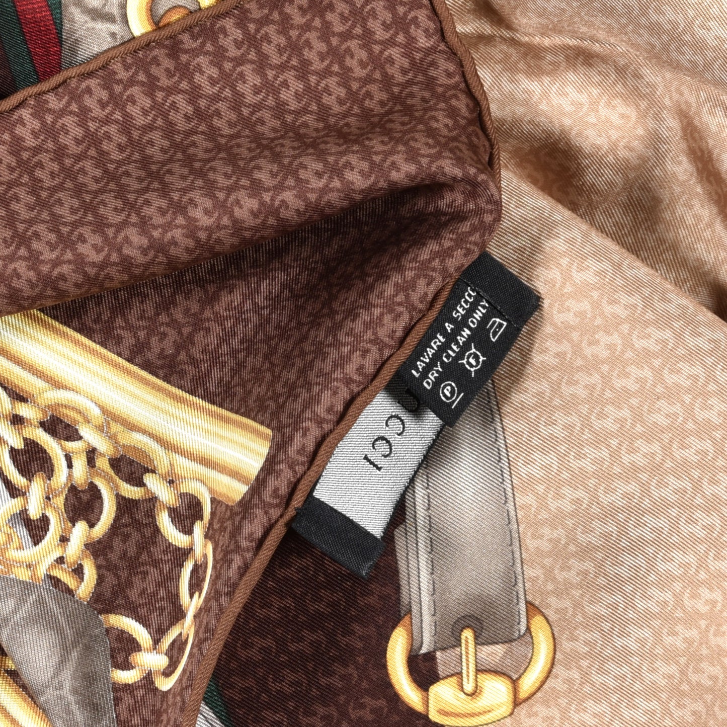 Silk Interlocking G Belts Scarf Brown