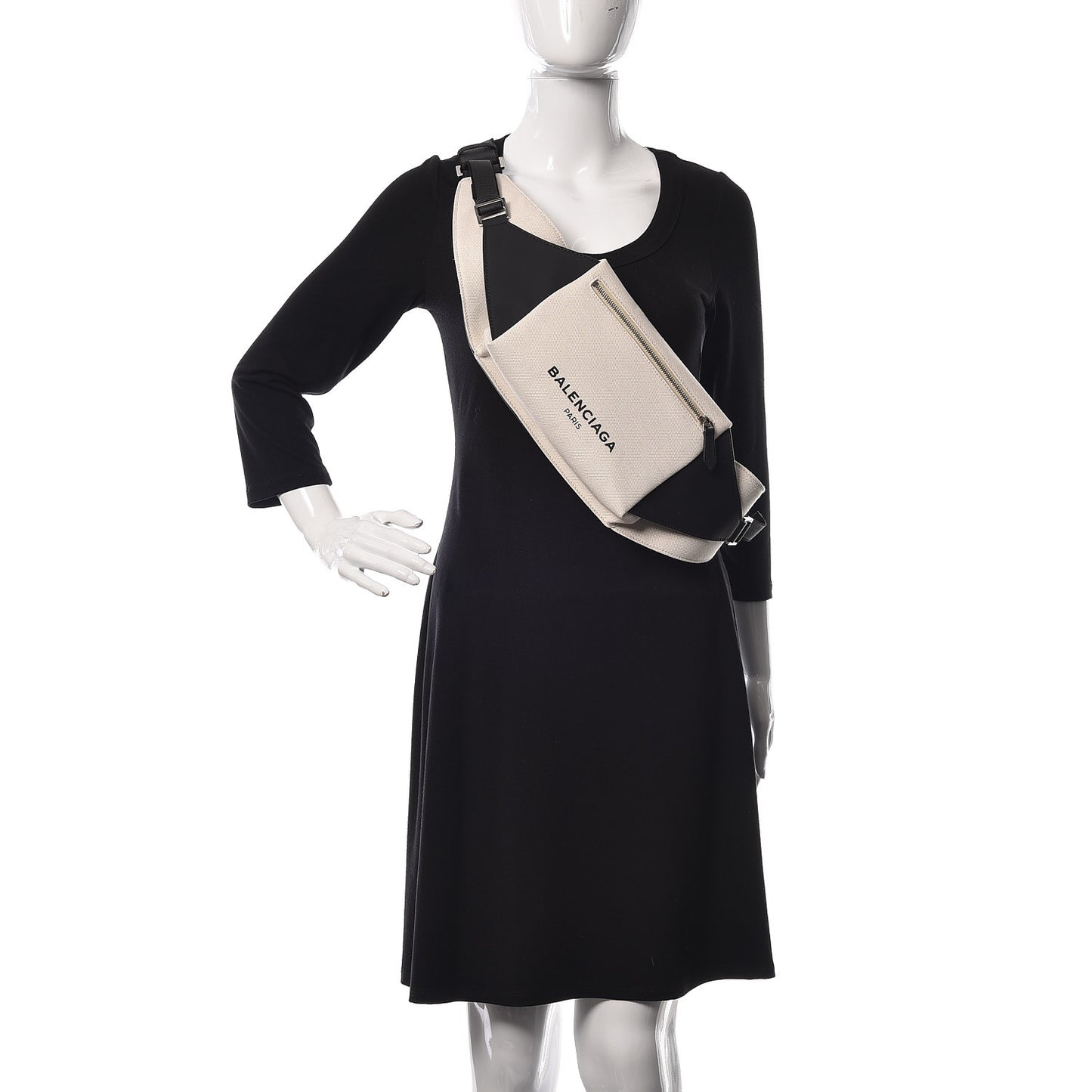 Cotton Canvas Calfskin Neo Lift Belt Bag Natural Black