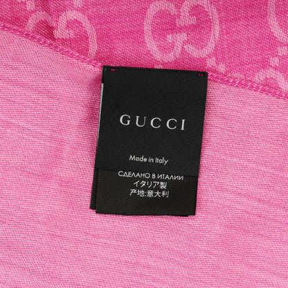 Gucci Silk Wool Monogram Scarf Pink 4 of 5