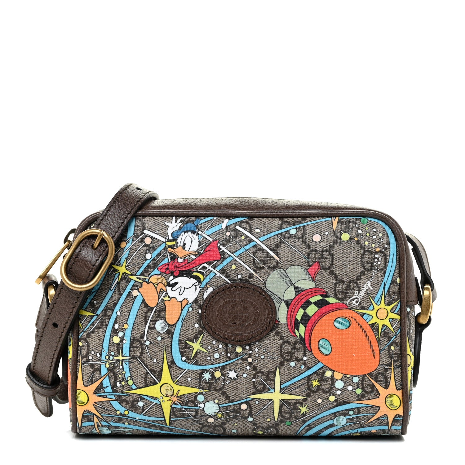 Gucci X DISNEY GG Supreme Monogram Donald Duck Interlocking G Shoulder Bag Beige Multicolor New Acero 1 of 11